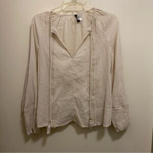 H&M Divided Womens Ivory Peasant Top Blouse Shirt M 42” V Neck Boho Cottagecore
